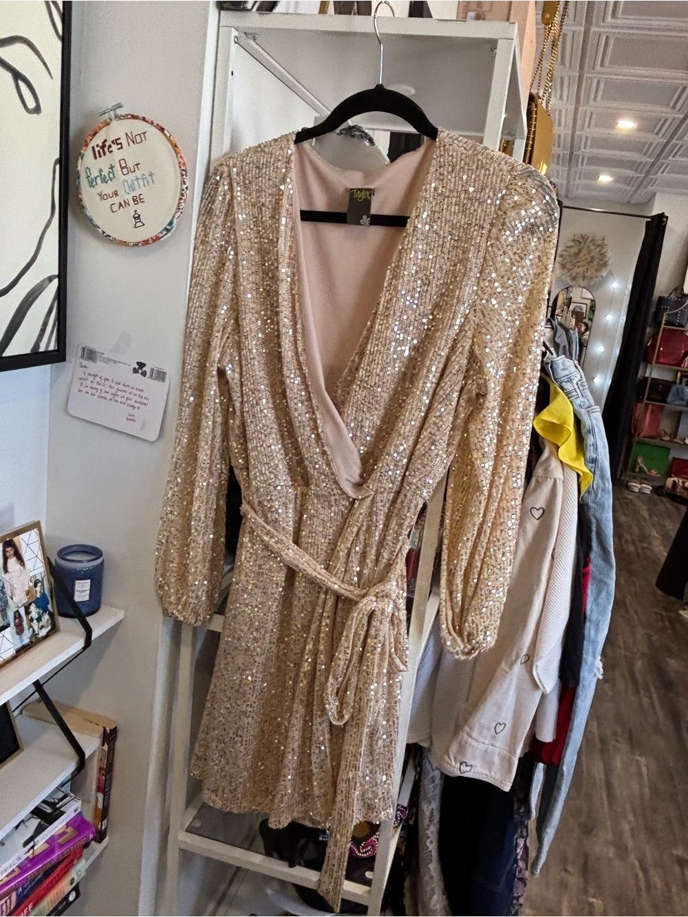 Taylor Blush Sequin Accent Dress